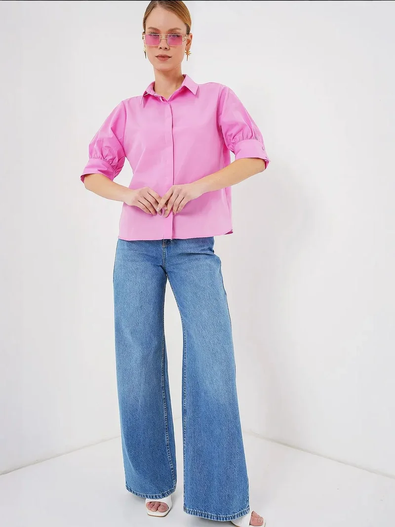 بيغ دارت قميص بوبلين بأزرار وياقة قميص