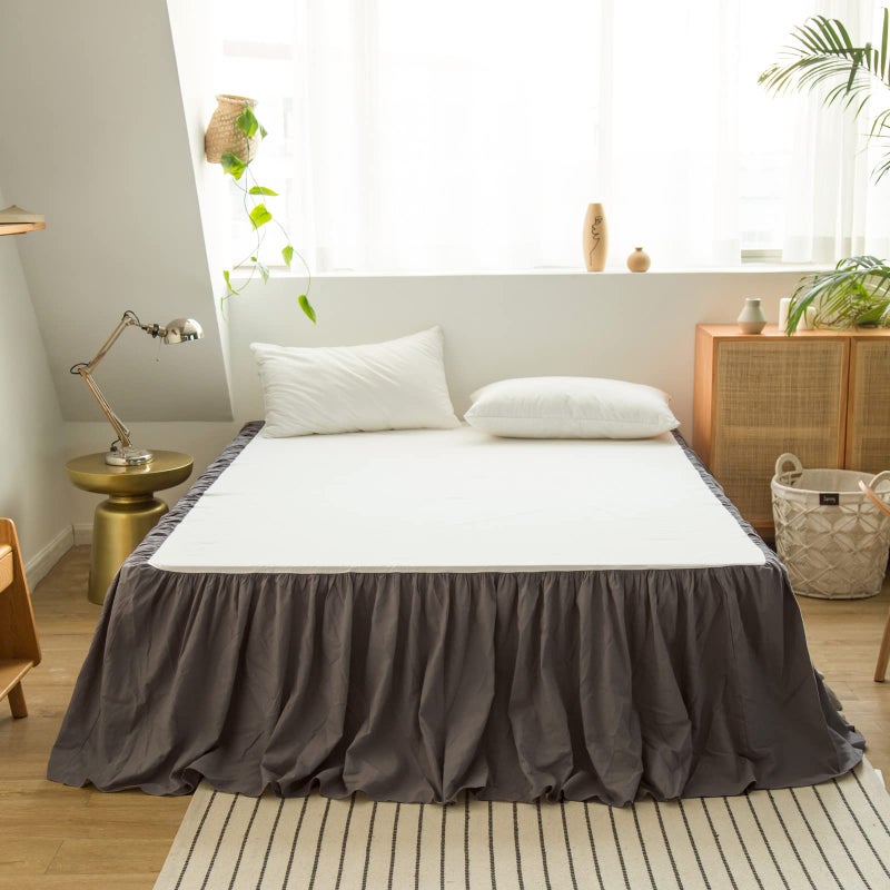 BISELINA BISELINA French Linen Bed Skirt with Pleated Frills 14-Inch Tailored Drop Natural Flax Cotton Blend Dust Ruffle Soft Cozy Farmhouse Bedding (14"" Queen  Ruffle Dark Grey)  - Image 5