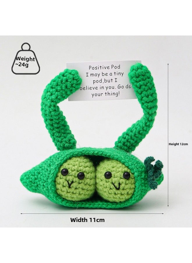 Generic - Explosions Finished Knitted Potato Positive Energy Cucumber Handmade Wool Woven Bee Doll Jewelry Pendant-Color:West Blue Flower P Card - Image 1