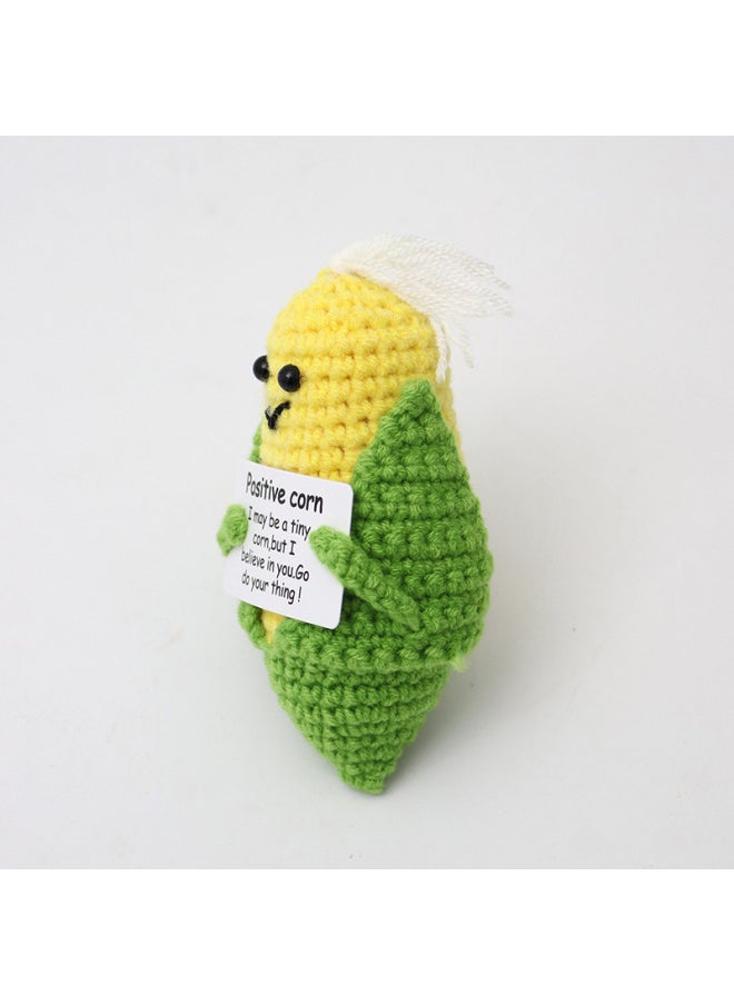 Generic - Explosions Finished Knitted Potato Positive Energy Cucumber Handmade Wool Woven Bee Doll Jewelry Pendant-Color:West Blue Flower P Card - Image 1
