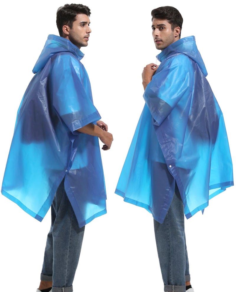 HOOMBOOM Reusable Rain Ponchos with Drawstring Hood for Adults, Waterproof Thicken Rain Coat, 2 Packs - Image 2