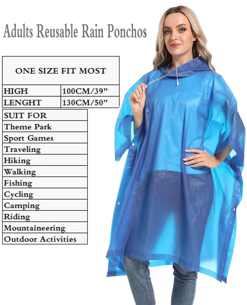 HOOMBOOM Reusable Rain Ponchos with Drawstring Hood for Adults, Waterproof Thicken Rain Coat, 2 Packs - Image 3