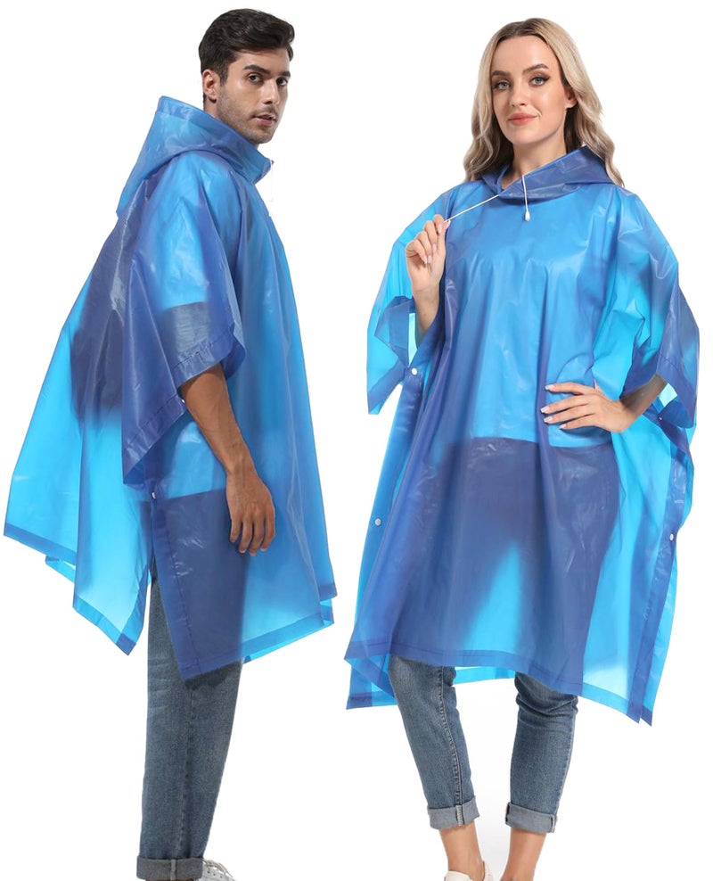 HOOMBOOM Reusable Rain Ponchos with Drawstring Hood for Adults, Waterproof Thicken Rain Coat, 2 Packs - Image 1