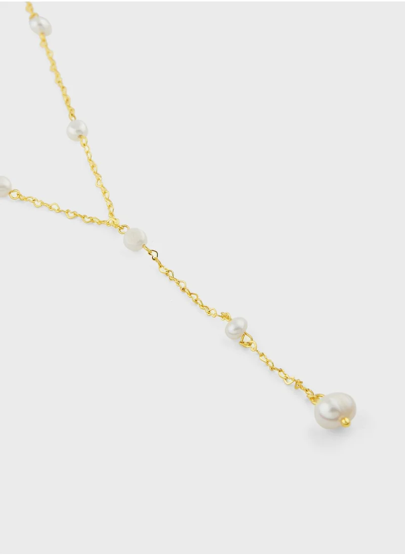 ELLA Lariat Pearl Necklace & Earrings Set