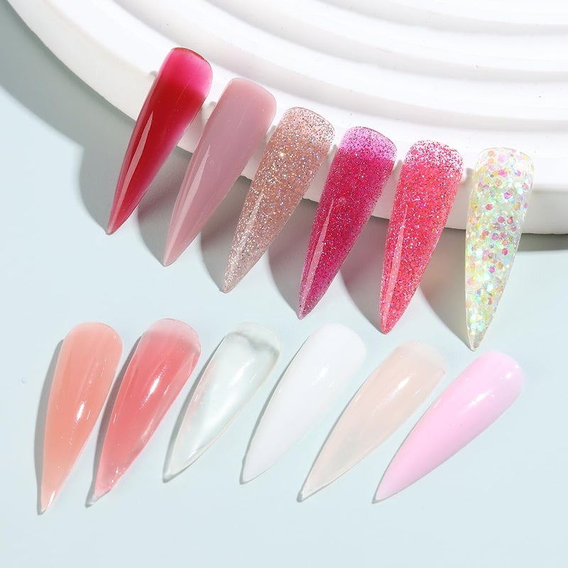 Fcozpjk 12 Colors Poly Gel Kit, Clear White Nude Pink Shiny Glitter Builder Gel Set, Quick Nail Extension, Professional Salon Supplies - Image 3