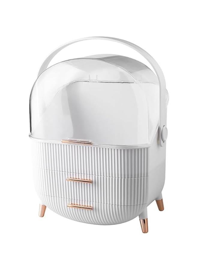 هوكور منظم مكياج كبير مع ادراج من بايبي، حافظة عرض مستحضرات التجميل مقاومة للغبار والماء، مناسبة لسطح طاولة الحمام وخزانة ملابس غرفة النوم (ابيض، صندوق تخزين) - Image 2