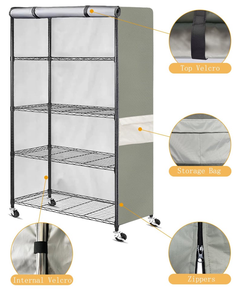 SoloToo Heavy-Duty Waterproof Wire Shelf Cover, Garage Storage Shelving Protector, Universal Fit 48 x 24 x 72 Inch Rack Covers with 1" Tolerance (Sage Green) - Image 3
