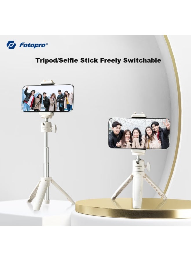 Fotopro Fotopro Tl-601 Portable Mini Camera Mirrorless Tripod, Phone Desktop Stand, Vlog Extendable Selfie Stick, Phone Tripod, White  - Image 3