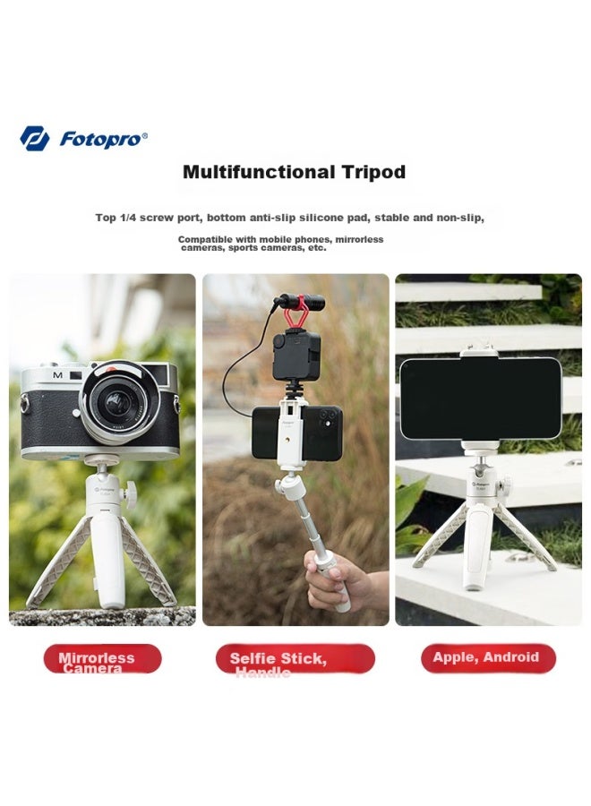 Fotopro Fotopro Tl-601 Portable Mini Camera Mirrorless Tripod, Phone Desktop Stand, Vlog Extendable Selfie Stick, Phone Tripod, White  - Image 2