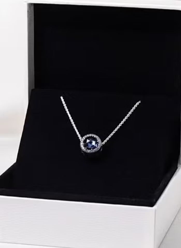 تشوميل قلادة نسائية كلاسيكية دائرية من الفضة عيار 925 مرصعة بالزركونيا المكعبة على شكل قلب المحيط للنساء - Image 4