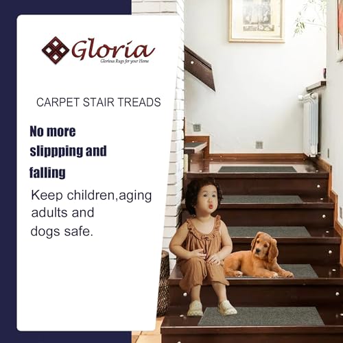 Gloria Stair Treads Carpet Rubber Backing Stair Runners for Steps Pet Carpet for Stairs - Stairway Carpet Rug – Set of 7 Solid Gray (8.5” x 26”) - Image 2