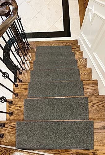 Gloria Stair Treads Carpet Rubber Backing Stair Runners for Steps Pet Carpet for Stairs - Stairway Carpet Rug – Set of 7 Solid Gray (8.5” x 26”) - Image 1