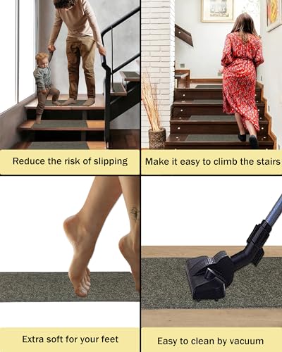 Gloria Stair Treads Carpet Rubber Backing Stair Runners for Steps Pet Carpet for Stairs - Stairway Carpet Rug – Set of 7 Solid Gray (8.5” x 26”) - Image 4