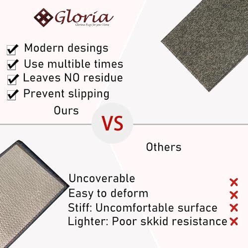 Gloria Stair Treads Carpet Rubber Backing Stair Runners for Steps Pet Carpet for Stairs - Stairway Carpet Rug – Set of 7 Solid Gray (8.5” x 26”) - Image 3