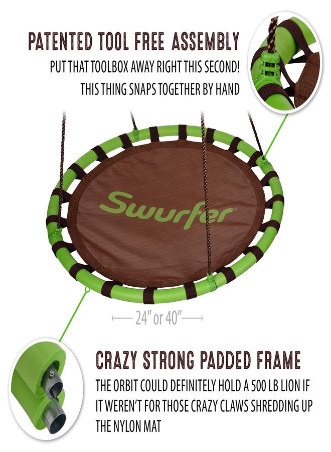 Swurfer Orbit Tree Swing, Saucer Swing - Tree Swings for Kids Outdoor, Outdoor Swings for Kid, Weather Resistant, Padded Frame, Durable, Mesh, Quick and Easy Tool Free Assembly, Age 3 and Up (24 Inch) - Image 3