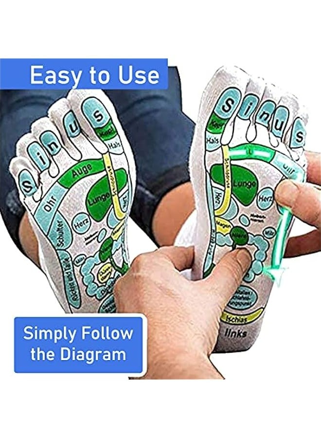 Generic Acupressure Socks with Reflexology for Women and Men, Foot Massage with Five Toe Separation, Cotton Material with Acupressure Charts and Rod for Stress Relief, Aches, and Overall Health and Wellness.  - Image 2