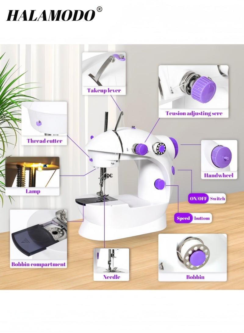 هالامودو ماكينة خياطة صغيرة للمبتدئين، ماكينة خياطة أوتوماتيكية سهلة، أداة خياطة كهربائية منزلية محمولة مع مجموعة خياطة، صغيرة، لجميع الأعمار، للأطفال أو البالغين - Image 2