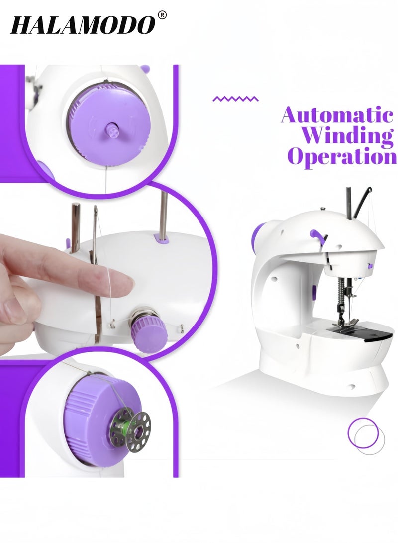 هالامودو ماكينة خياطة صغيرة للمبتدئين، ماكينة خياطة أوتوماتيكية سهلة، أداة خياطة كهربائية منزلية محمولة مع مجموعة خياطة، صغيرة، لجميع الأعمار، للأطفال أو البالغين - Image 4