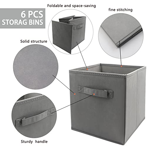 EBIGIC storage bins collapsible storage bins,cube storage organizer (Pack of 6) 9*7.5*7.5inch,For home and office Collapsible Closet Shelf Organizers, Drawer Organizers (Grey) - Image 3