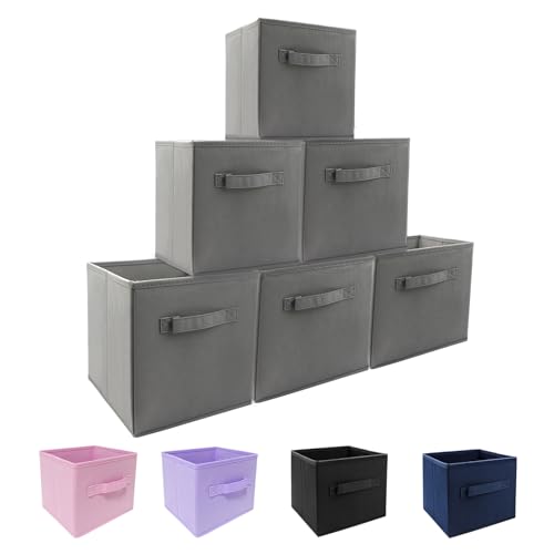 EBIGIC storage bins collapsible storage bins,cube storage organizer (Pack of 6) 9*7.5*7.5inch,For home and office Collapsible Closet Shelf Organizers, Drawer Organizers (Grey) - Image 1