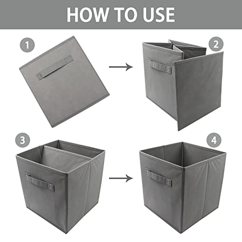EBIGIC storage bins collapsible storage bins,cube storage organizer (Pack of 6) 9*7.5*7.5inch,For home and office Collapsible Closet Shelf Organizers, Drawer Organizers (Grey) - Image 4