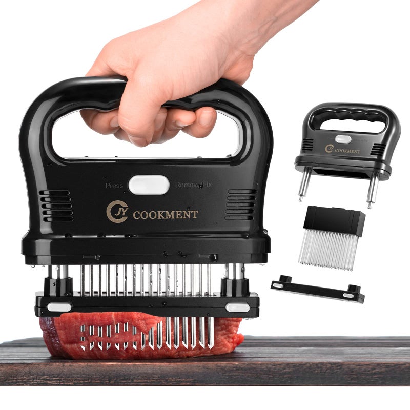 JY COOKMENT Meat Tenderizer Tool with 48 Stainless Steel Ultra Sharp Needle Blades Detachable Kitchen Cooking Tool Best For Tenderizing BBQ Marinade