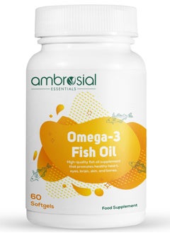 ambrosial Omega 3 Fish Oil High Quality Fish Oil Supplement- 60 Softgels  - Image 1