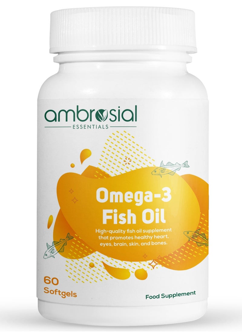 ambrosial Omega 3 Fish Oil High Quality Fish Oil Supplement- 60 Softgels  - Image 1