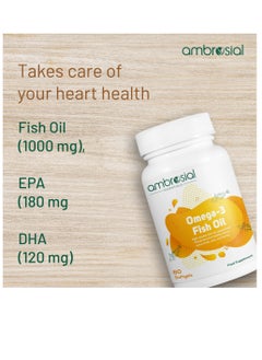 ambrosial Omega 3 Fish Oil High Quality Fish Oil Supplement- 60 Softgels  - Image 2