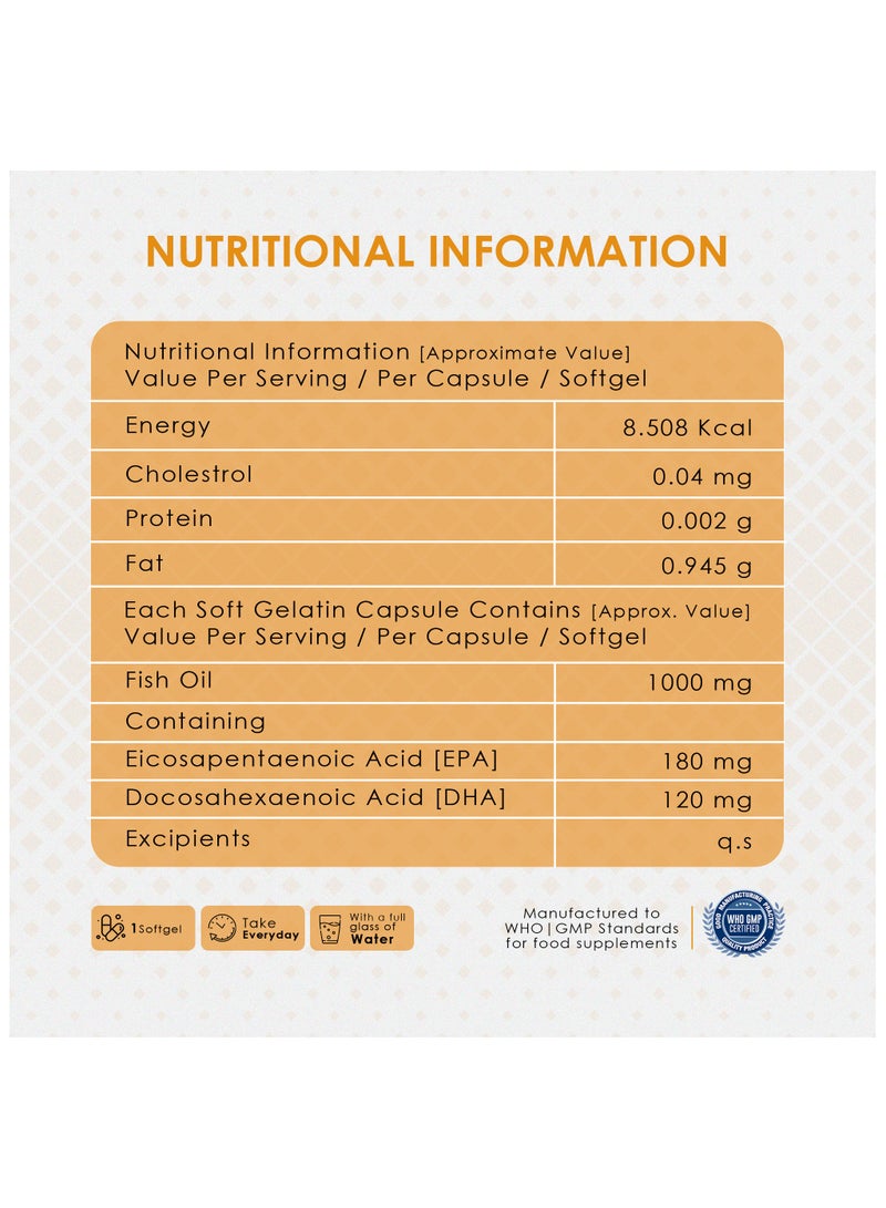 ambrosial Omega 3 Fish Oil High Quality Fish Oil Supplement- 60 Softgels  - Image 5