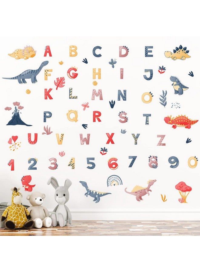 WOYINIS Cute Dinosaur Alphabet Wall Decals Dinos ABC Wall Stickers Removable Vinyl Educational ABCD Letters Wall Decor Stickers for Kids Room Classroom Baby Nursery Wall Decoration - Image 1