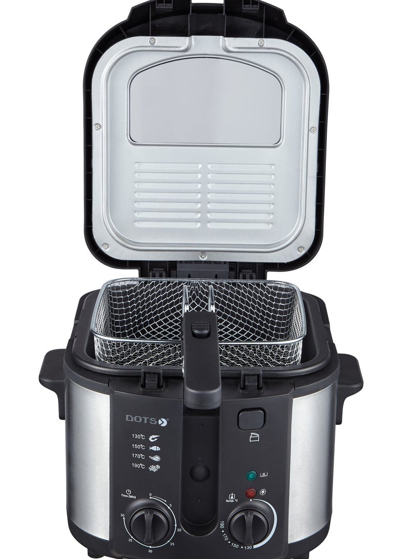 دوتس قلاية زيت بنقاط مع مؤقت لمدة 30 دقيقة، مقلاة عميقة بقدرة 1830-1980 واط 3 لتر مع سلة للاستخدام المنزلي، مع نافذة عرض، مقلاة عميقة كهربائية، سلة قلي مدمجة ومقبض CFD1020TD - Image 3