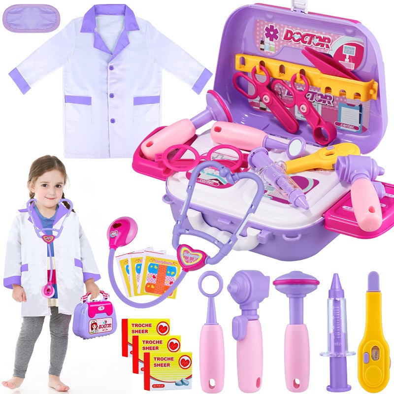 جينميك Ginmic Kids Doctor Doctor Kit 22 قطعة تظاهر Doctor Doctor With With Abo Play Doctor Assume و Carry Case for Toddlers and Kids Medical Dr Kit Toys for Girl Age 3 4 5 6 7 egens - Image 1