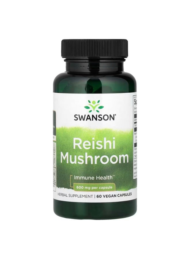 SWANSON Reishi Mushroom, 600 mg, 60 Vegan Capsules - Image 1