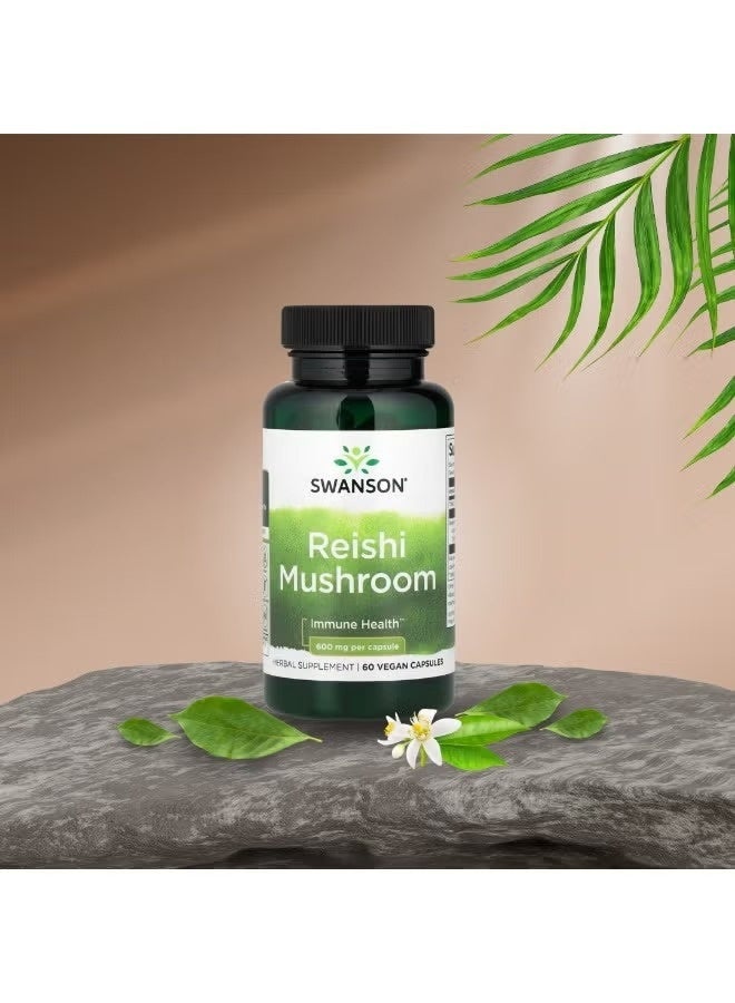 SWANSON Reishi Mushroom, 600 mg, 60 Vegan Capsules - Image 2