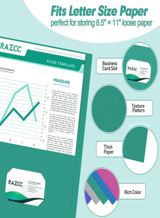 RAZCC Two Pocket Folders, RAZCC 100 Pack 2 Pocket Folders Fit Letter Size Paper, Paper Folders with Pockets for School Office Business Home, Assorted 5 Colors - Image 3