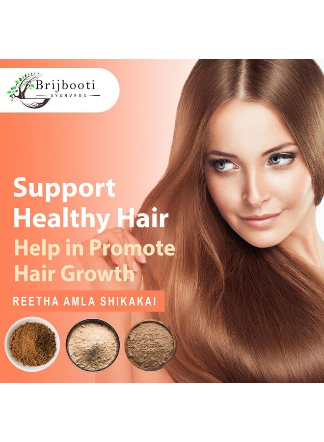  بريجبوتي مجموعة مسحوق ريثا أملا وشيكاكاي للعناية بالشعر (300 جرام) منظف طبيعي للشعر 3 في 1 لمنع تساقط الشعر، طبيعي 100%، بدون مواد كيميائية أو مواد حافظة، خالي من البارابين، جاهز للاستخدام. - Image 2