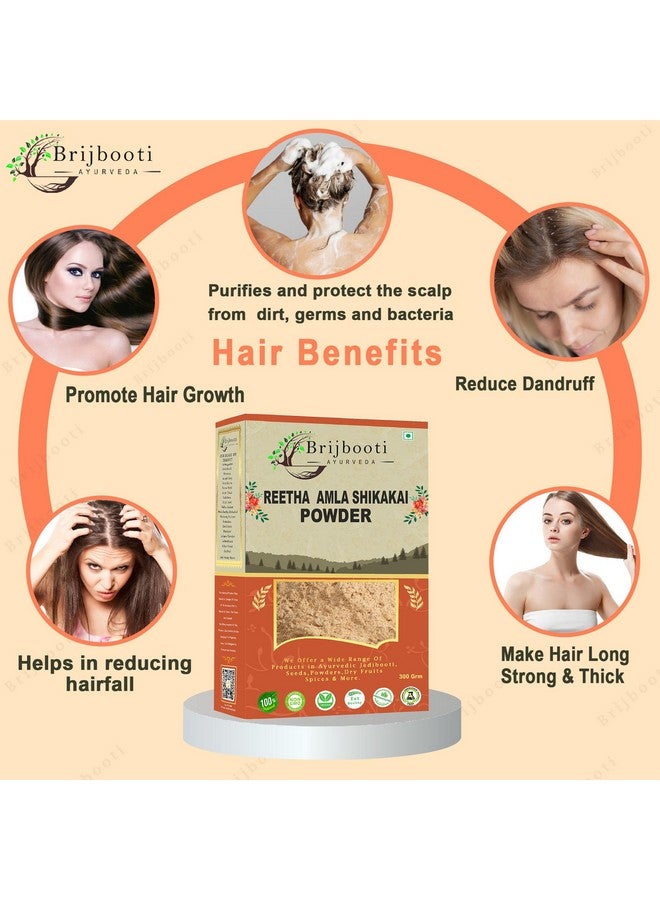  بريجبوتي مجموعة مسحوق ريثا أملا وشيكاكاي للعناية بالشعر (300 جرام) منظف طبيعي للشعر 3 في 1 لمنع تساقط الشعر، طبيعي 100%، بدون مواد كيميائية أو مواد حافظة، خالي من البارابين، جاهز للاستخدام. - Image 3