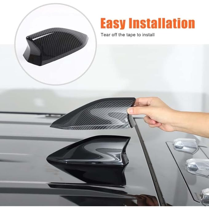 rayihni for Hummer EV Accessories Shark Fin Shape Roof Antenna Cover Decor,Car Radio Antenna Topper for Hummer EV Pickup SUV 2024 2025+,Vehicle Shark Fin Shape Cover with Adhesive Tape (Carbon Fiber Pattern) - Image 3