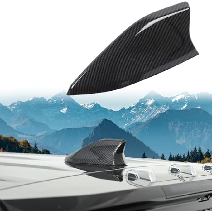 rayihni for Hummer EV Accessories Shark Fin Shape Roof Antenna Cover Decor,Car Radio Antenna Topper for Hummer EV Pickup SUV 2024 2025+,Vehicle Shark Fin Shape Cover with Adhesive Tape (Carbon Fiber Pattern) - Image 1