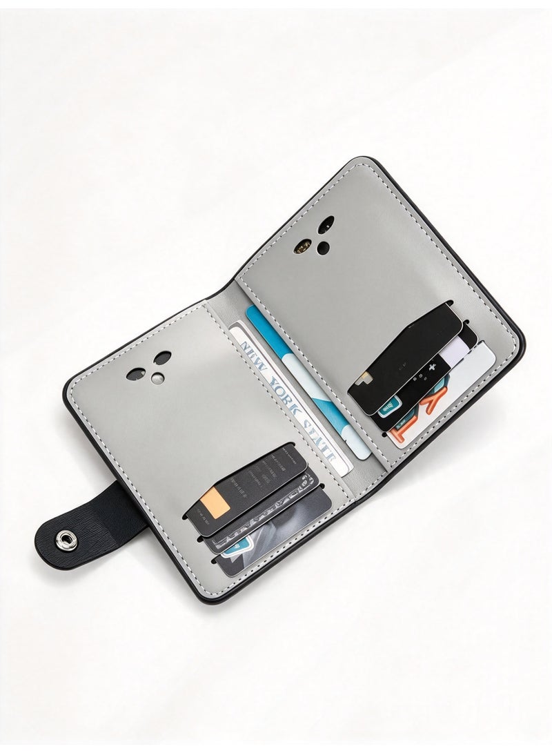 1 Men'S Compact Wallet, Multi-Card Slot Fashionable Easy Style Driver'S License And Credit Card Holder, Snap Closure - Large Capacity Faux Leather Coin Purse, Suitable for Travel And Daily Use - Image 3
