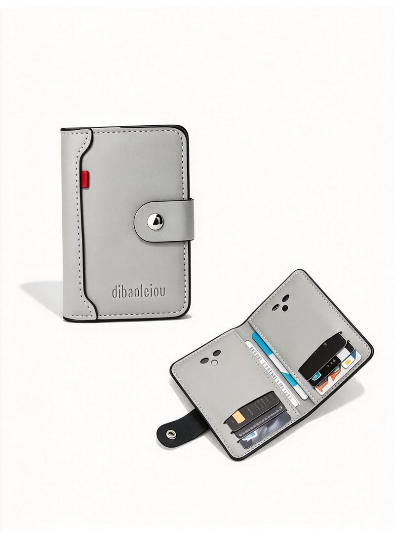 1 Men'S Compact Wallet, Multi-Card Slot Fashionable Easy Style Driver'S License And Credit Card Holder, Snap Closure - Large Capacity Faux Leather Coin Purse, Suitable for Travel And Daily Use - Image 4