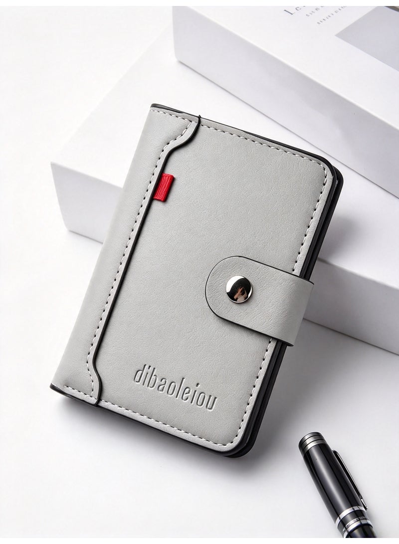 1 Men'S Compact Wallet, Multi-Card Slot Fashionable Easy Style Driver'S License And Credit Card Holder, Snap Closure - Large Capacity Faux Leather Coin Purse, Suitable for Travel And Daily Use - Image 2