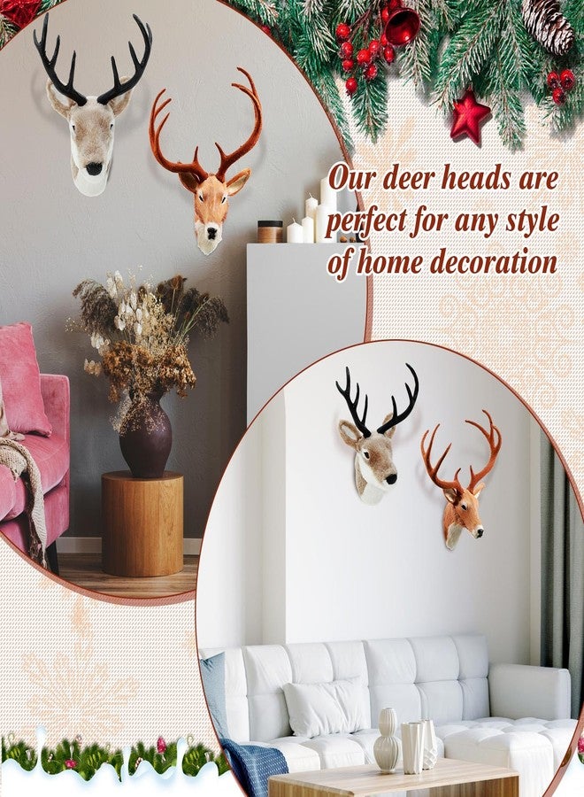 Arrowbash مجموعة من قطعتين من دمى الأيل المحشوة من Arrowbash، مقاس 13 بوصة، تُعلق على الحائط، رأس حيوان محنط محشو، لتزيين جدران المنزل في عيد الميلاد، للبالغين (رأس غزال). - Image 4