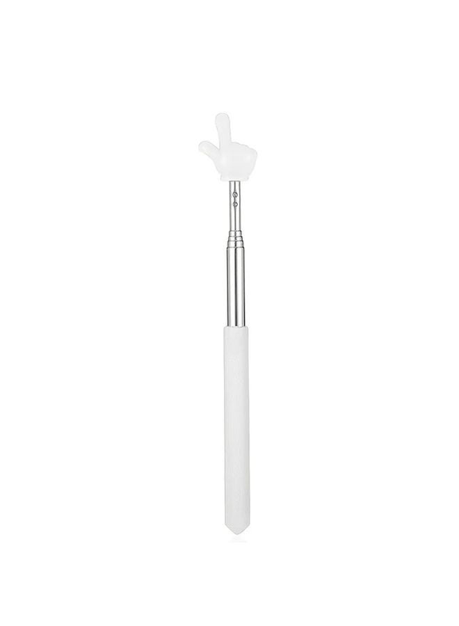 White Retractable Teaching Pointer with Ergonomic Grip Telescoping Presenter Stick - Image 1