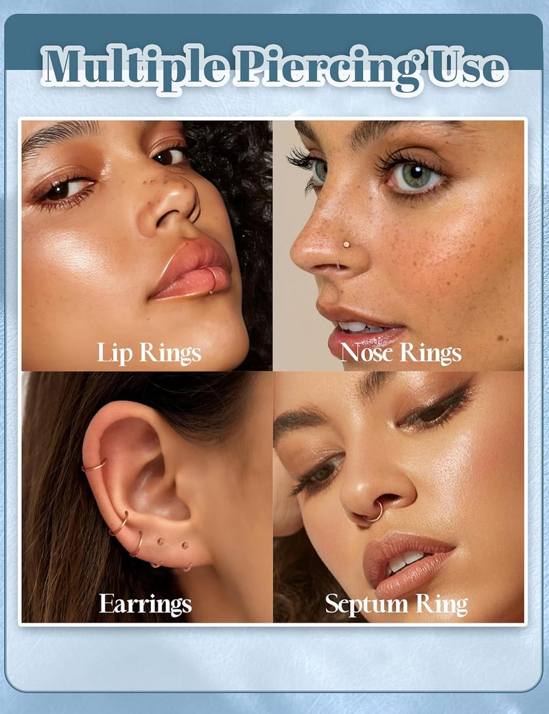 Drperfect 18/20/22G 36PCS 316L Stainless Steel Nose Rings Hoops Nose Piercing Jewelry for Women Men Colored Hoop Nose Ring 6mm 8mm 10mm 12mm - Image 4