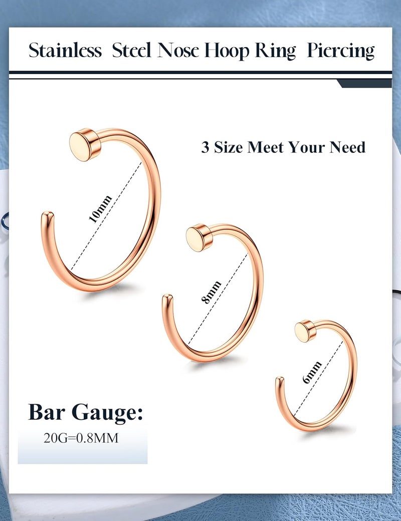 Drperfect 18/20/22G 36PCS 316L Stainless Steel Nose Rings Hoops Nose Piercing Jewelry for Women Men Colored Hoop Nose Ring 6mm 8mm 10mm 12mm - Image 2