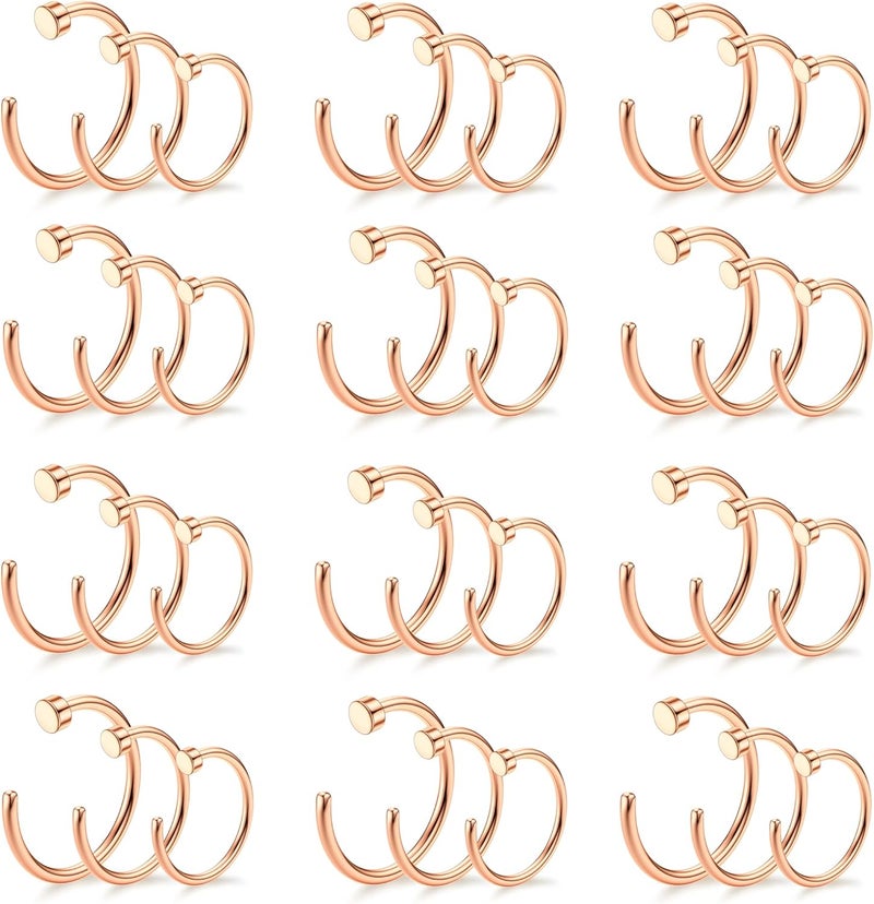 Drperfect 18/20/22G 36PCS 316L Stainless Steel Nose Rings Hoops Nose Piercing Jewelry for Women Men Colored Hoop Nose Ring 6mm 8mm 10mm 12mm - Image 1