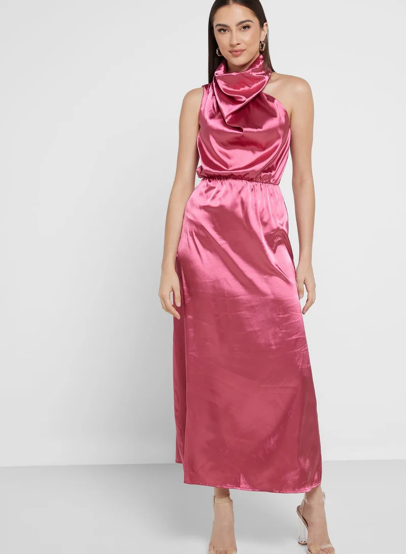 ELLA Satin Cowl Neck Dress