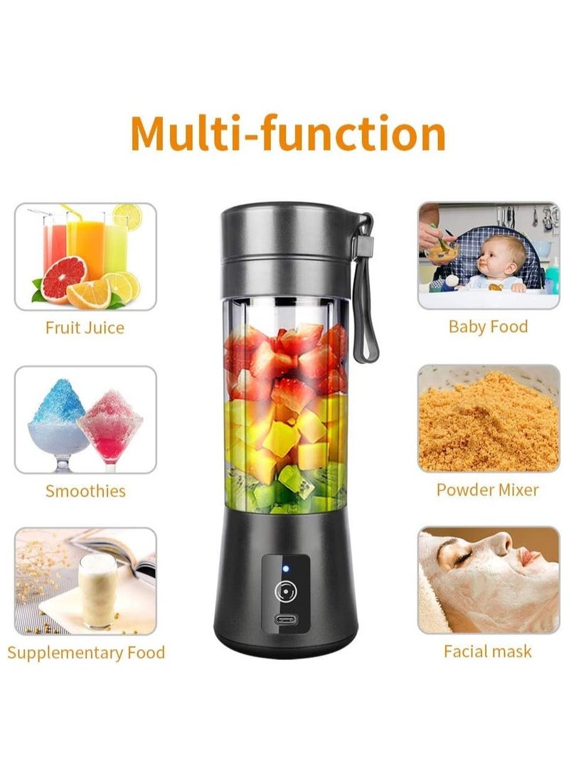 SYOSI Portable Blender Smoothie Blender Personal Mini Blender Shakes and Smoothies Rechargeable Home Travel Fruit Juicer Cup with 14 Oz BPA Free Travel Cup and Lid Mini Mixing Shaker Bottle 380ml - Image 5